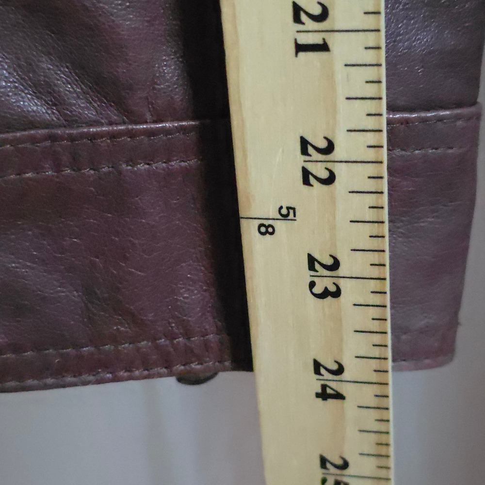 Kenneth Cole Reaction Brown Leather Jacket Women's Medium Belted Moto Zip Cuffs - Picture 11 of 15